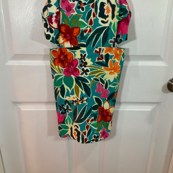Zara Romper Tropical Print Cutout Jumpsuit Pink Teal Size Medium - Picture 7 of 12